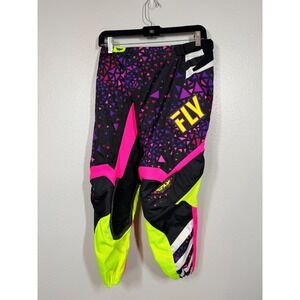 Fly Racing Kinetic Motocross Pants Women's Size 26 Pink Yellow Dirt Bike Gear